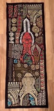 Vtg HAND EMBROIDERED Indian Beadwork & Sequin TAPESTRY TABLE RUNNER Wall Hanging picture