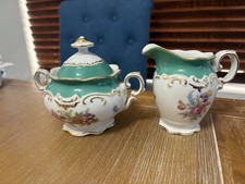 Vintage Schumann Bavaria Germany US Zone Empire Floral Creamer And Sugar Set picture