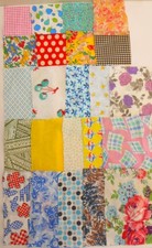 25 Vintage Feed Sack Fabric Pieces -No Duplicates- 15 @ 4 1/2