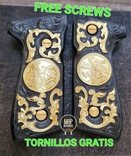 El centenario Mexican premium grips cachas  handmade Beretta 92fs 9mm 24k gold picture