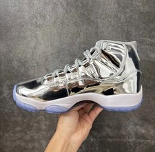 🍀 Nike Air Jordan 11 Retro Chrome Silver Metallic Patent High Top Men's Sneaker picture
