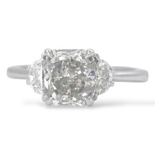 Fancy Grey Natural Diamond 2.11 CT Center GIA Three Stone Engagement Ring picture