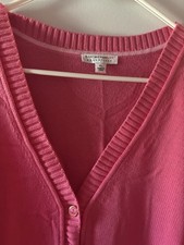 Isaac Mizrahi Live Essentials Pink V-Neck Button Cardigan Sweater Size XL picture