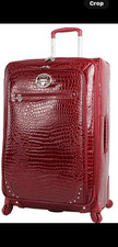 Kathy Van Zeeland Red Croc Faux Leather Spinner Suitcase 19
