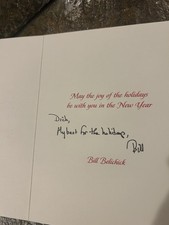 Rare - Two Christmas Cards Signed Coach Bill Belichick Autograph picture
