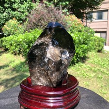 4.46LB Natural Smoky Quartz Crystal Mineral Specimen Reiki Healing+Stand picture