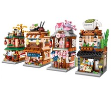 LOZ Mini Street View Series Japanese matcha shop Ramen Canteen Kimono shop Build picture