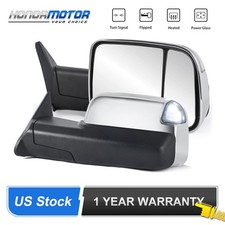 Chrome Pair Power Heated Tow Mirrors for 1998-2002 Dodge Ram White Running Light picture