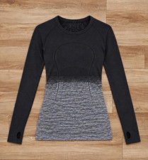 Lululemon / Swiftly Tech Long Sleeve Crew / Black White Ombre / Size 6 picture
