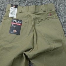 NEW Dickies Pants Mens 32X29 Beige Tan Brown 874 Chino Trouser Flat Front Work picture
