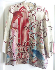 Citron Santa Monica Silk Asian Motif Blouse Tunic M picture