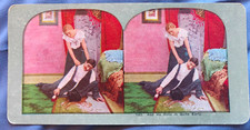 Hand-Tinted Stereoview Card “And He Rolls In Quite Early” Albumen Antique  picture