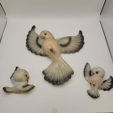 VTG  Anthropomorphic Birds Wall Plaques MCM Kitsch Pastel Wall Hanging St. Clair picture