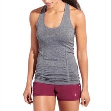 Athleta Fastest Track Ruched Racerback Tank Top Heathered Gray Small picture
