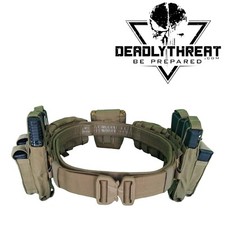 Desert Fox Heavy Duty War Battle Tactical Belt With Pouches Molle Webbing picture