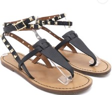 Valentino Gladiator Rockstud Thong Sandals Black 38 MSRP$ 990.00 picture
