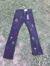 FWRD DENIM Men's Black Stacked Skinny Jeans Rhinestone Cross NWT Size 30 picture
