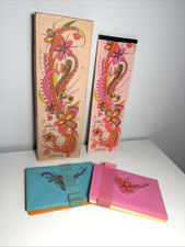 Vintage Swinger Stationary Retro Mod Pink Envelope Paper Note Pad Flower Feather picture