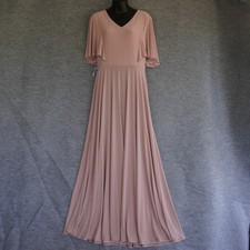 KOH KOH Maxi Dress Gown L Dusty Pink Gray Batwing Sleeve V-Neck Formal Wedding G picture