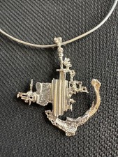 Vtg Juhls Finnish Sterling 925 Abstract Tundra Brutalist Pendant Necklace, 15in picture