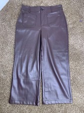 LOFT Women’s Wide-Leg Pants Brown Petite Size 8P Button Closure picture