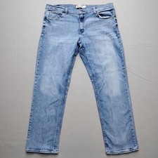 True Craft Mens Athletic Fit Medium Wash Blue Denim Jeans 38x32 picture