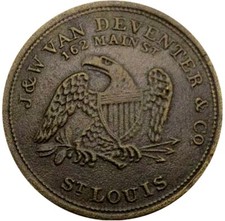 (1845) St Louis Mo 39kpb (R-8) Clothing J W Van Deventer Merchant Token picture