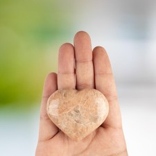 Peach Moonstone Heart Palm Stone for Anxiety Relief, Meditation, Crystal Gift picture