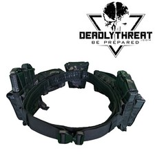 Ghost Camo Heavy Duty War Battle Tactical Belt With Pouches Molle Webbing picture