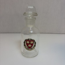 RARE Vintage Pyrex Reagent Bottle Harvard Crest Decal Ground Glass Stopper USA picture