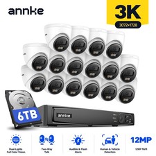 ANNKE 16CH 12MP NVR 3K Two Way Audio POE Security Camera System AI Color Night picture