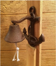 Handcrafted Nautical Decor Rustic Copper Cast Iron Wall Mounted Anchor Bell 8
