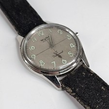 Vtg 60's Wyler Incaflex Dynawind Silver Dial Stainless Steel Case Glow Leather picture