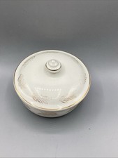 Vintage Hall’s Superior Quality Golden Oak Pattern 5.25in Ovenware Bowl W/Lid picture