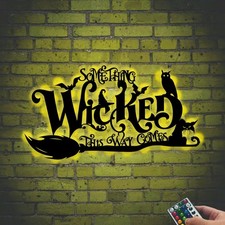 Personalized Halloween Metal Sign with LED Lights, Spooky Decor picture