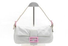 FENDI Mamma Baguette Shoulder Bag Gray Cotton picture