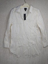 NWT Worthington Women's Sz L PULLOVER Brown and White STRIPED BLOUSE $44 picture