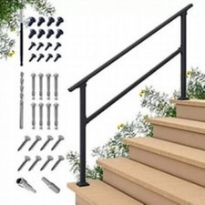 CHR 5 Steps Outdoor Handrails for Outdoor Steps, Black Wrought Iron Hand Rails picture