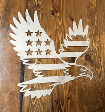 Eagle American Flag Metal Wall Art stars and stripes Stainless 12” picture