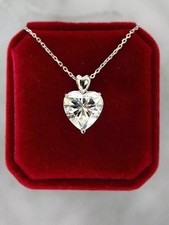 2Ct Heart Cut Simulated Diamond Stunning Solitaire Pendant 14k White Gold Plated picture
