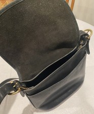 Vintage COACH Black Leather Fletcher Saddle Bag Purse C8P-4150 picture
