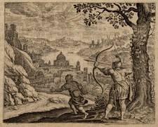 Icones Biblicae -- Antique Engraving from German Luther Bible, 1 Samuel 20 picture