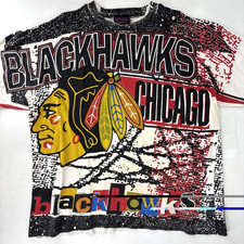 Vintage 90s Chicago Blackhawks T-Shirt Magic Johnson T’s AOP Size XL Hockey picture