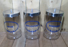 VINTAGE SET OF 3 GRAFCO MEDICAL DOCTOR OFFICE JAR CONTAINERS 7
