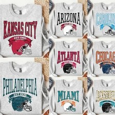 Vintage All Team Football ASH GREY Crewneck Sweatshirt, Hometown Football Gift picture