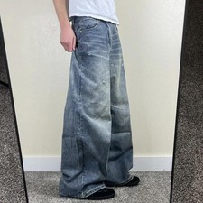 Y2K Baggy Distressed Wide Leg Jeans Faded Blue Grey Grunge Skater 30 x 30 picture