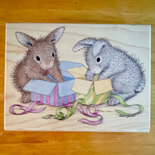 Stampabilities Hoppy Birthday Bumble Hop-it Wood Rubber Stamp HMOR1116 picture