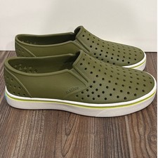 Native Miles Shoes Mens 4 Dark Green Slip On Perforated Gorpcore New picture