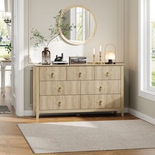 7 Drawer Dresser 54 Inch Wide Fluted Storage Cabinet Modern Bedroom Living Room picture