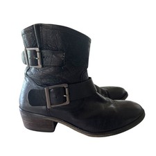 Seychelles Weekenders Distressed Leather Moto Boots 8.5 Black picture